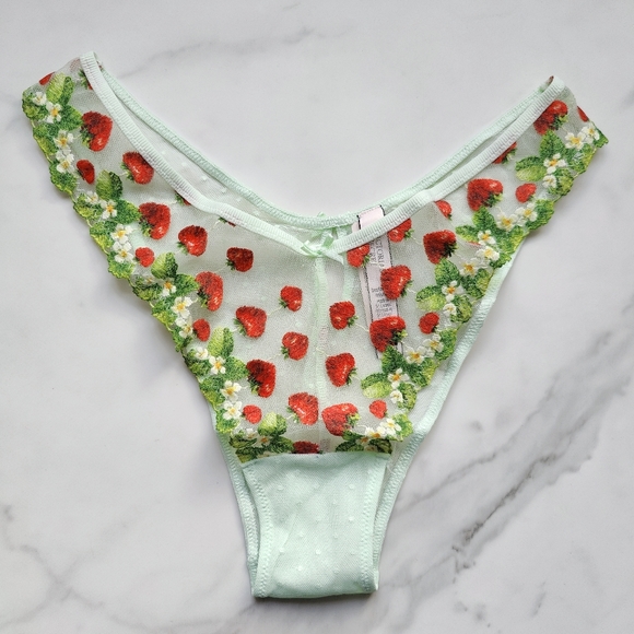 NWT VICTORIA'S SECRET DREAM ANGELS STRAWBERRY EMBROIDERY BRAZILIAN PANTY SIZE XL - Picture 2 of 6